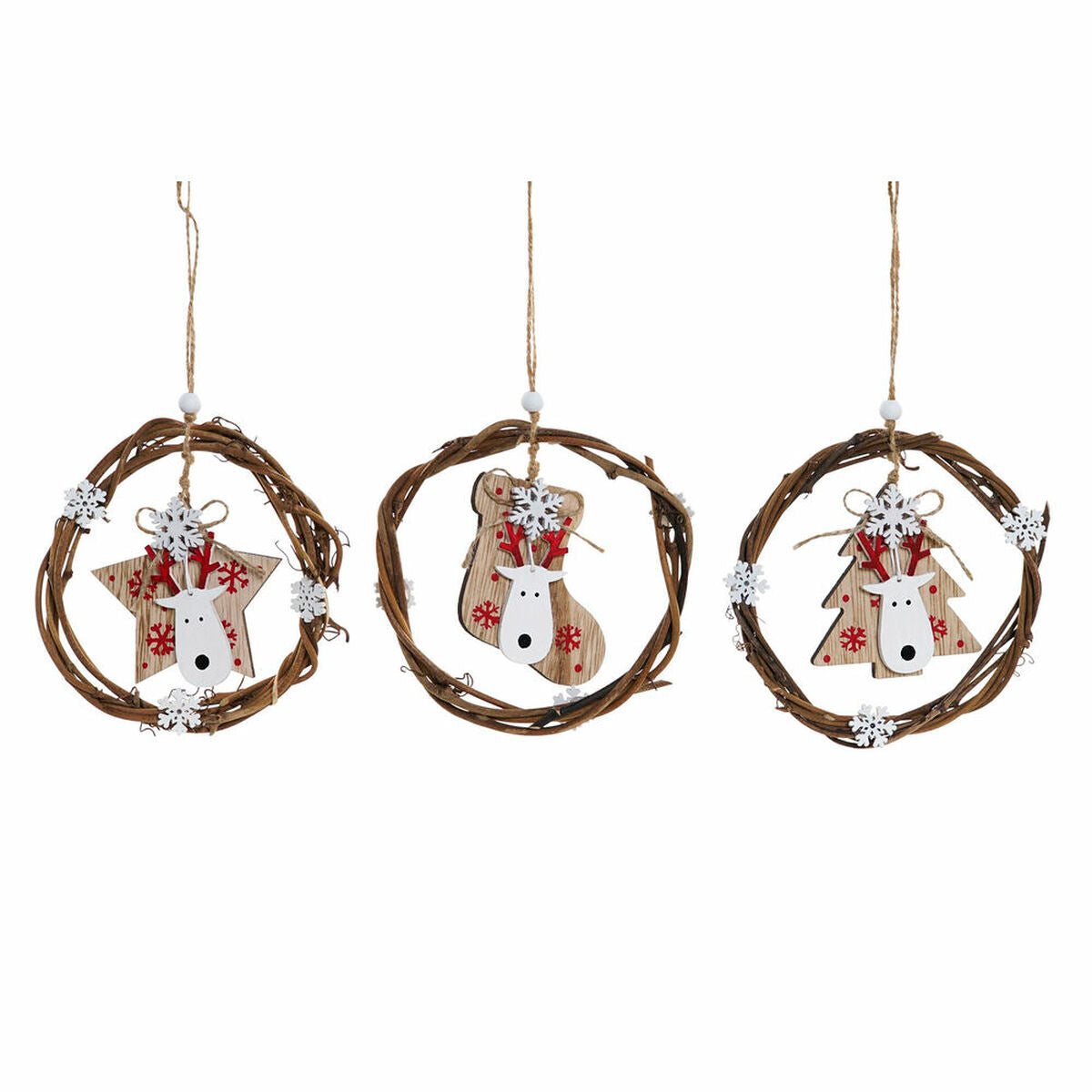 Χριστουγεννιάτικο Στολίδι DKD Home Decor Ξύλο (3 pcs) (14 x 1 x 18 cm)