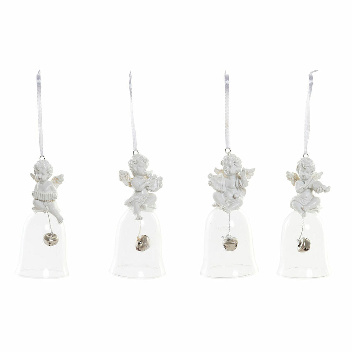 Χριστουγεννιάτικο Στολίδι DKD Home Decor Ρητίνη Κρυστάλλινο Άγγελος (4 pcs) (5 x 5 x 10.5 cm)