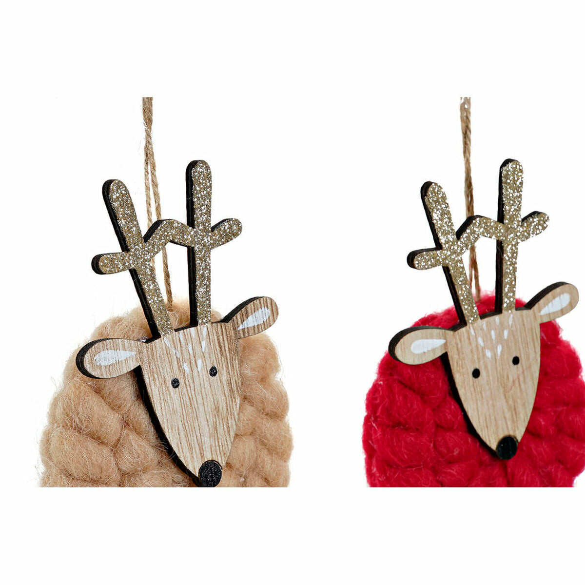 Χριστουγεννιάτικο Στολίδι DKD Home Decor πολυεστέρας Ξύλο Τάρανδος (3 pcs) (8 x 3 x 26 cm)