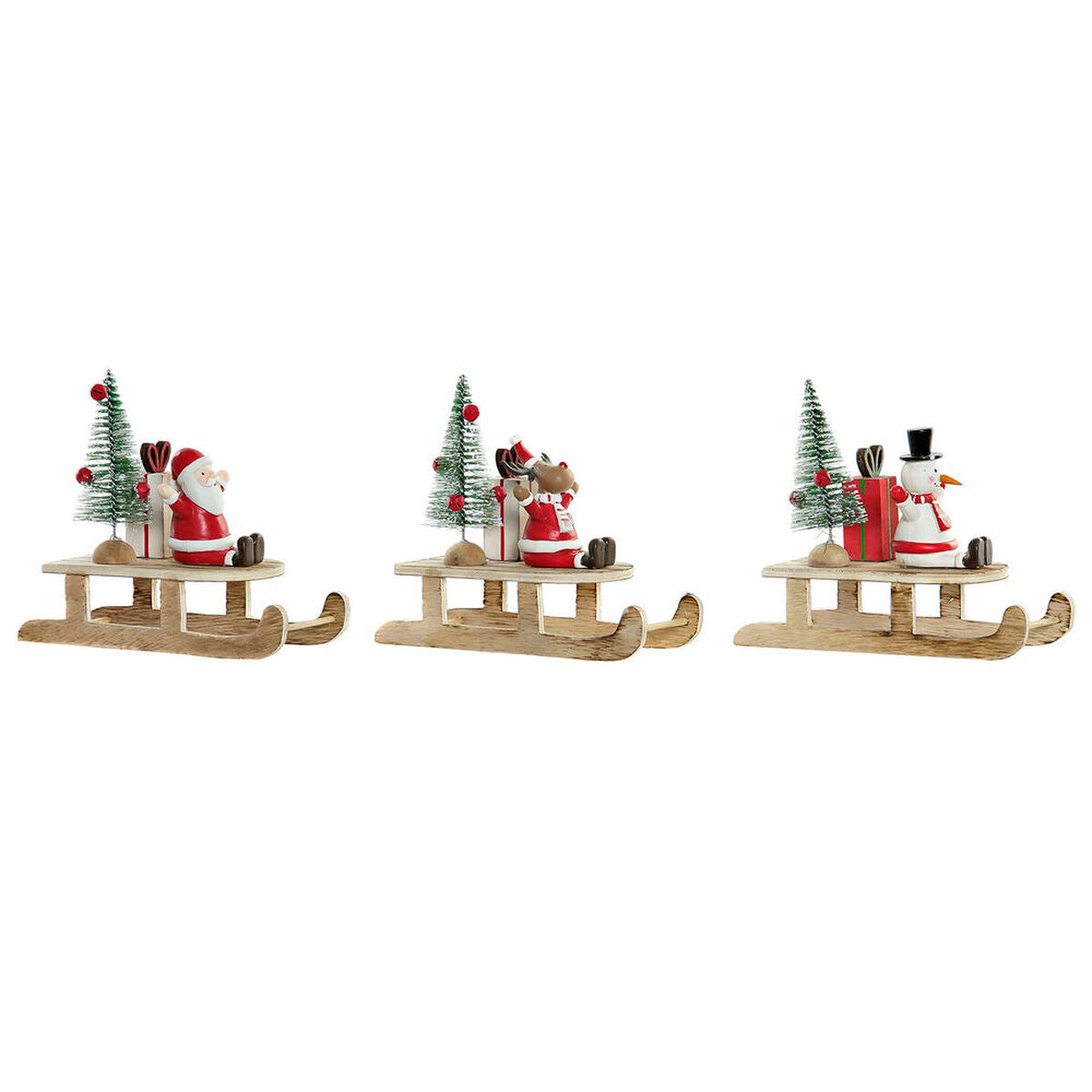 Χριστουγεννιάτικο Στολίδι DKD Home Decor Ξύλο Άη Βασίλης (14 x 6 x 13 cm) (3 pcs)