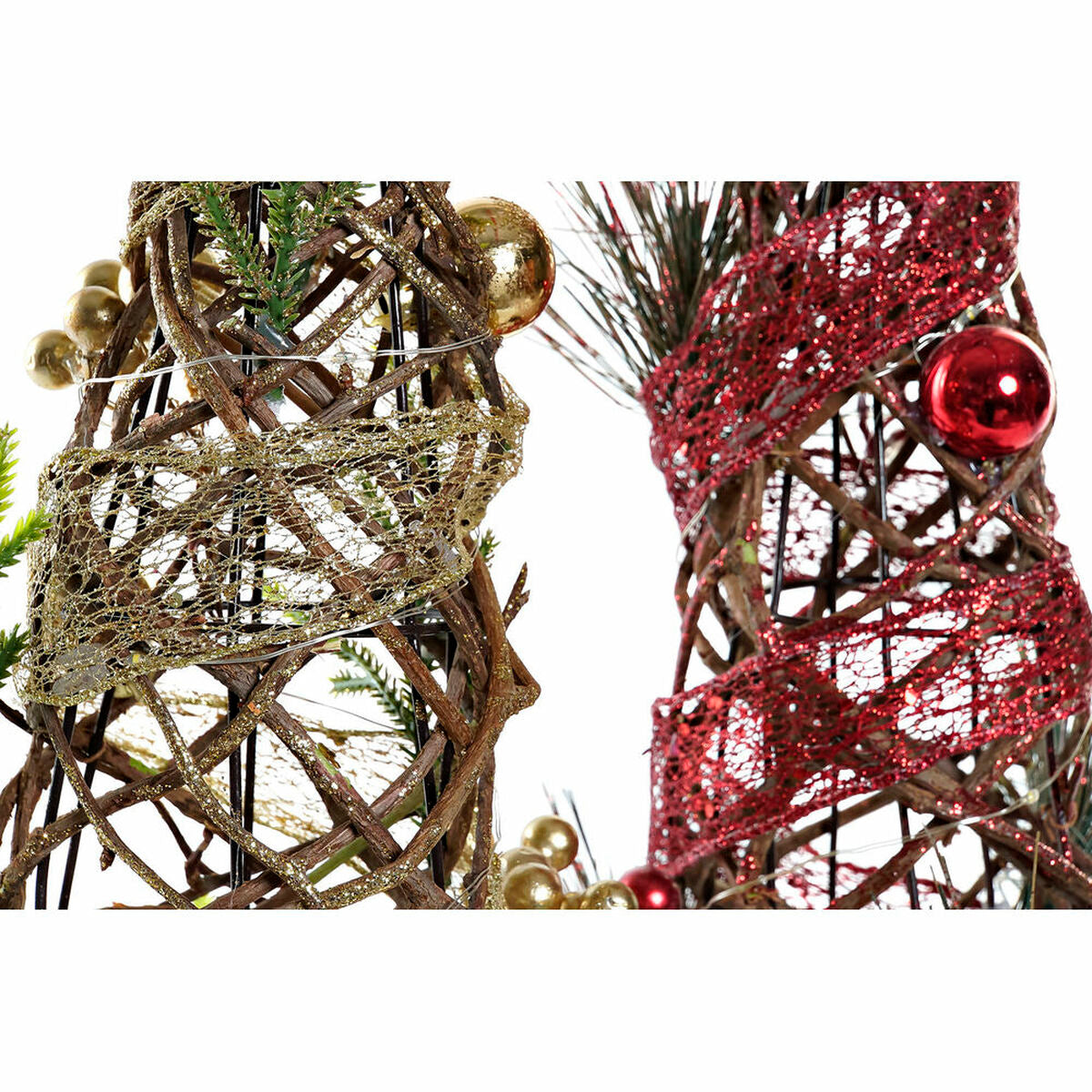 Χριστουγεννιάτικο δέντρο DKD Home Decor Κόκκινο Πράσινο Χρυσό 16 x 16 x 41 cm Πλαστική ύλη (x2)