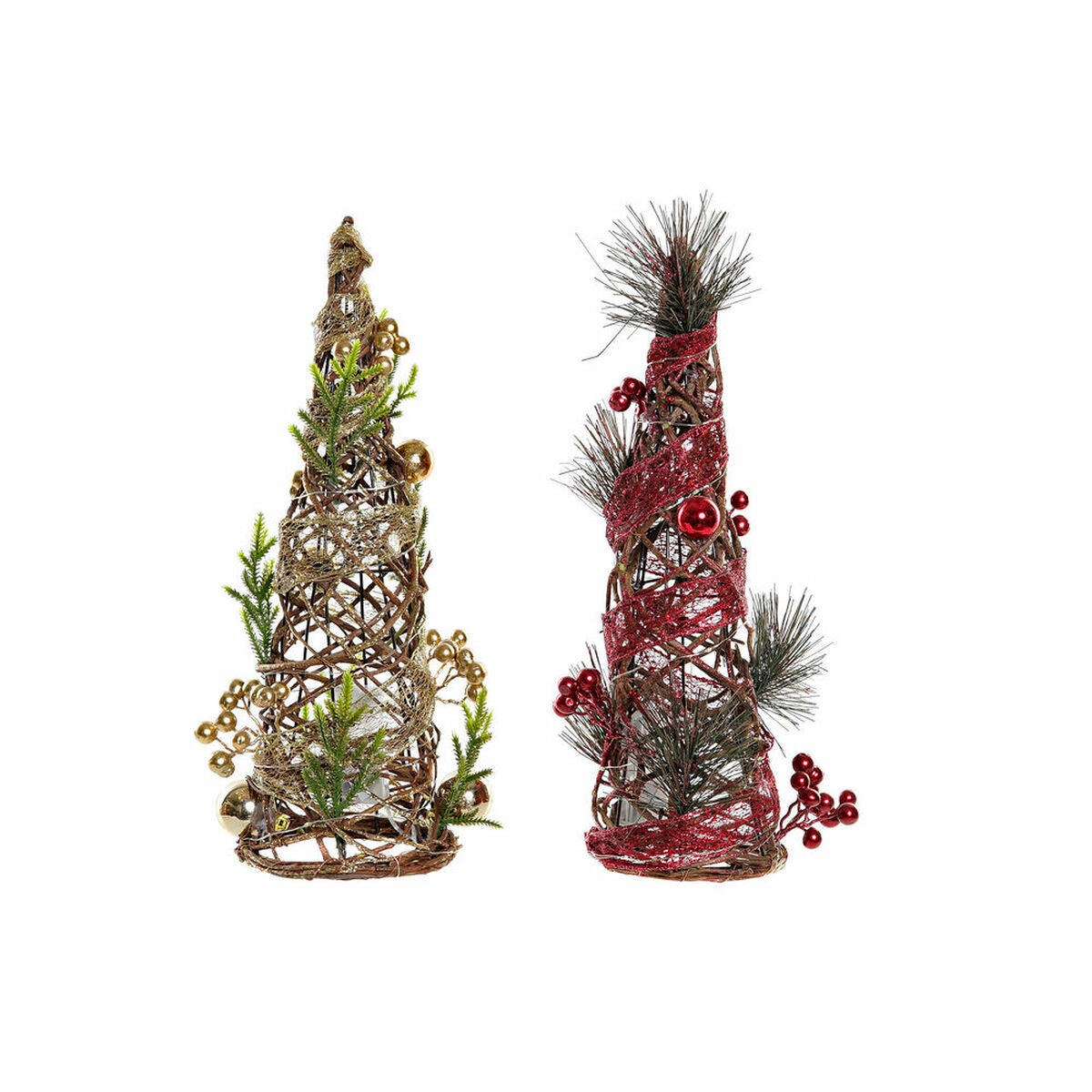 Χριστουγεννιάτικο δέντρο DKD Home Decor Κόκκινο Πράσινο Χρυσό 16 x 16 x 41 cm Πλαστική ύλη (x2)