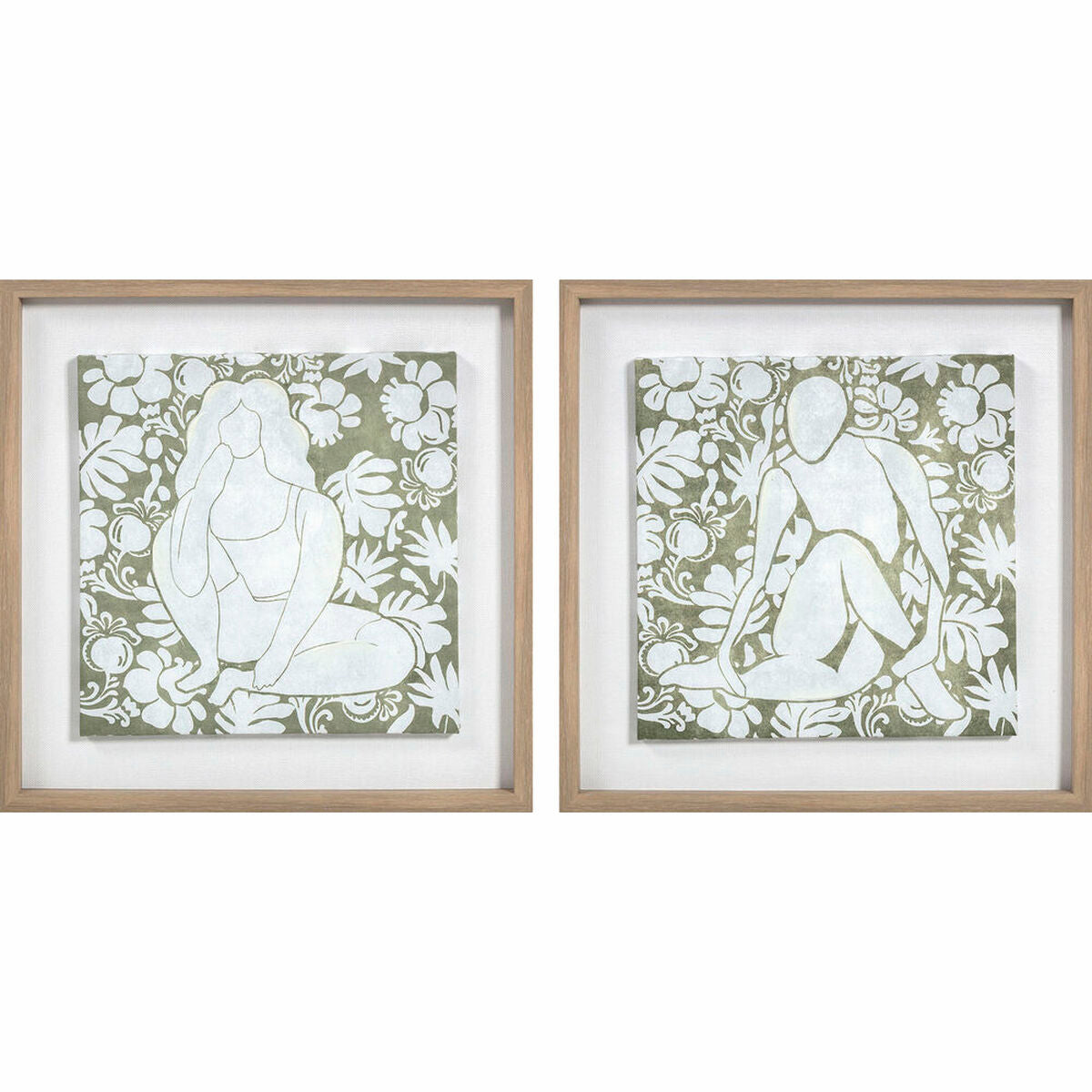 Καμβάς DKD Home Decor Ξύλο Λουλουδάτο (x2) (Ανακαινισμenα D)
