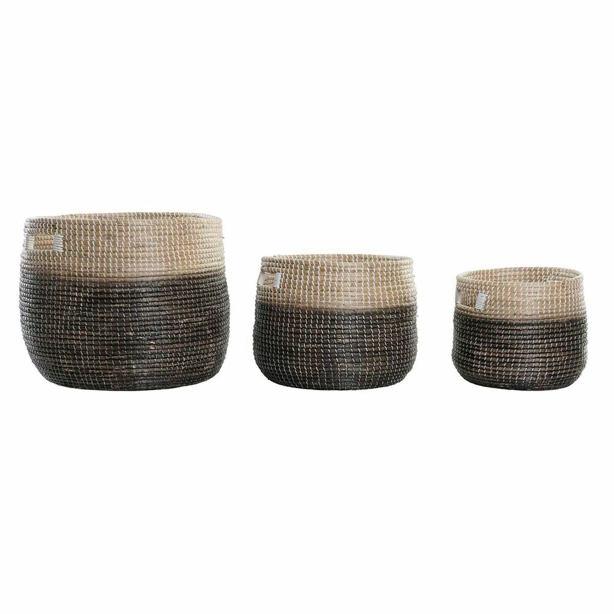 Σετ Καλαθιών DKD Home Decor Γκρι Φυσικό Θαλασσινό γρασίδι (3 Τεμάχια)