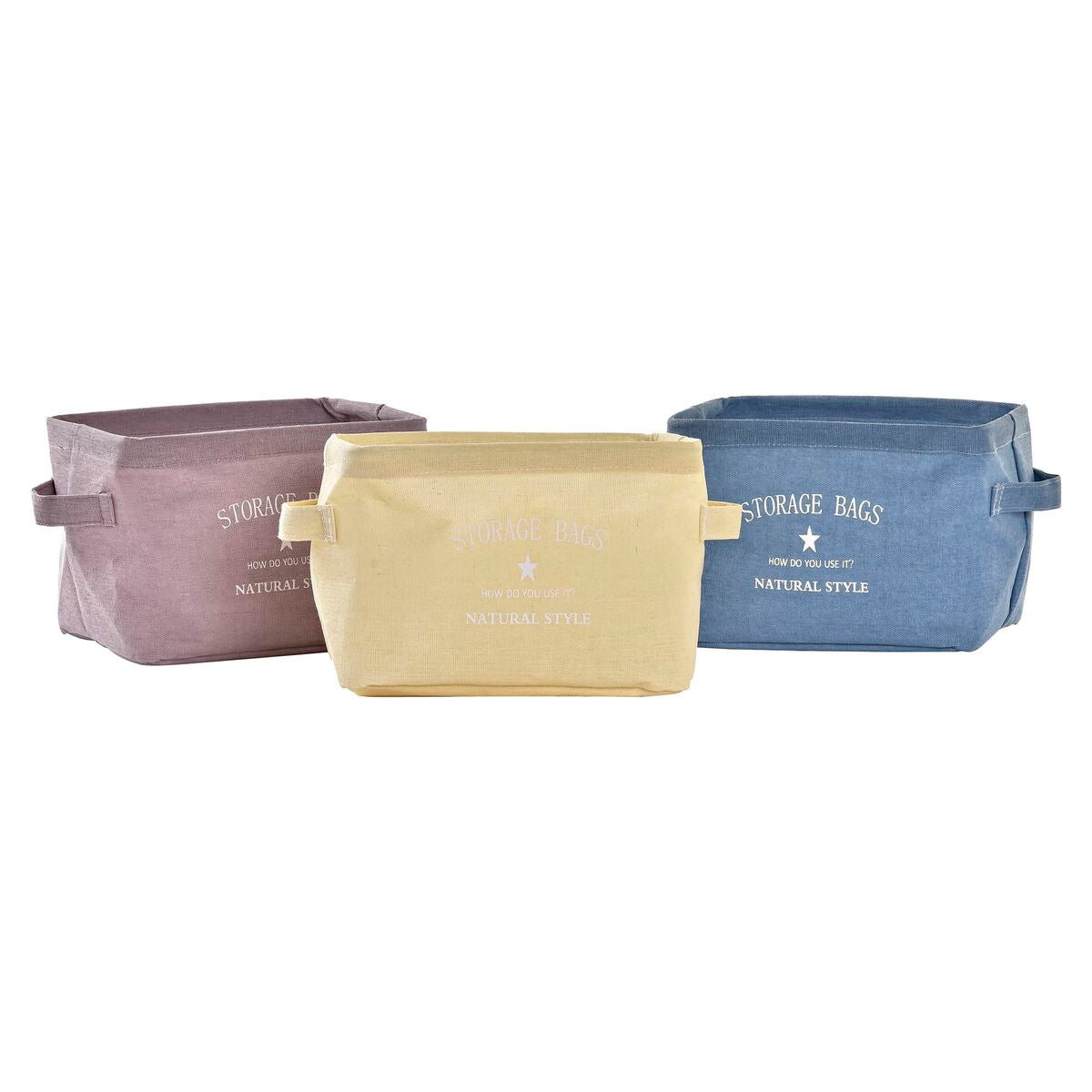 Καλάθι DKD Home Decor Κίτρινο Μπλε Μπορντό Καμβάς Σύγχρονη 20 x 16 x 15 cm (3 Μονάδες)