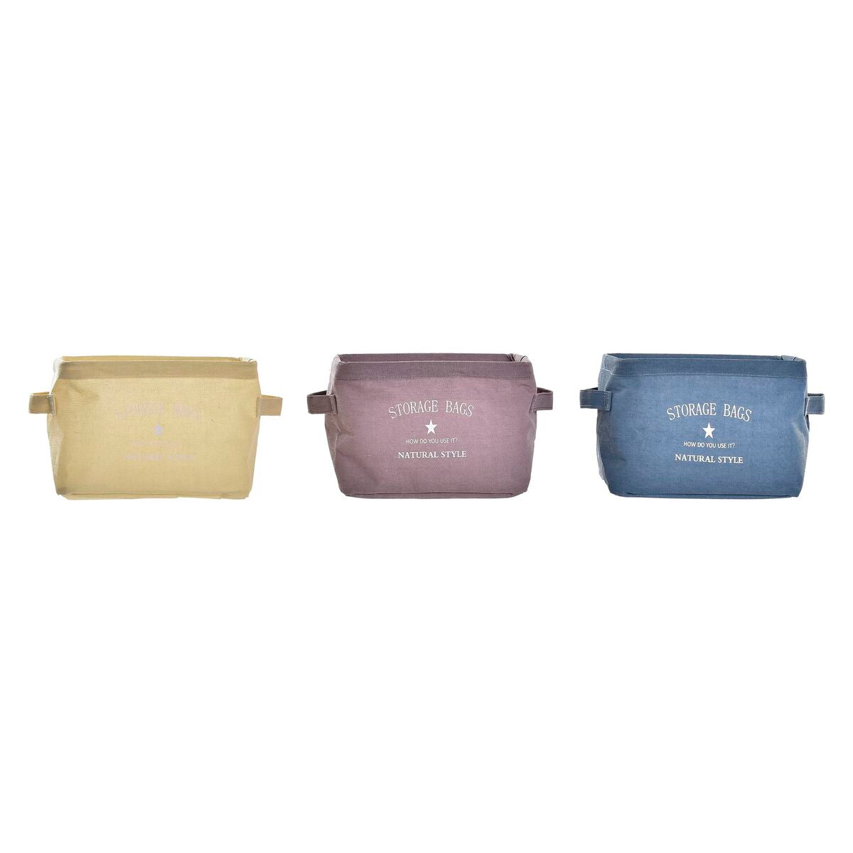 Καλάθι DKD Home Decor Κίτρινο Μπλε Μπορντό Καμβάς Σύγχρονη 20 x 16 x 15 cm (3 Μονάδες)