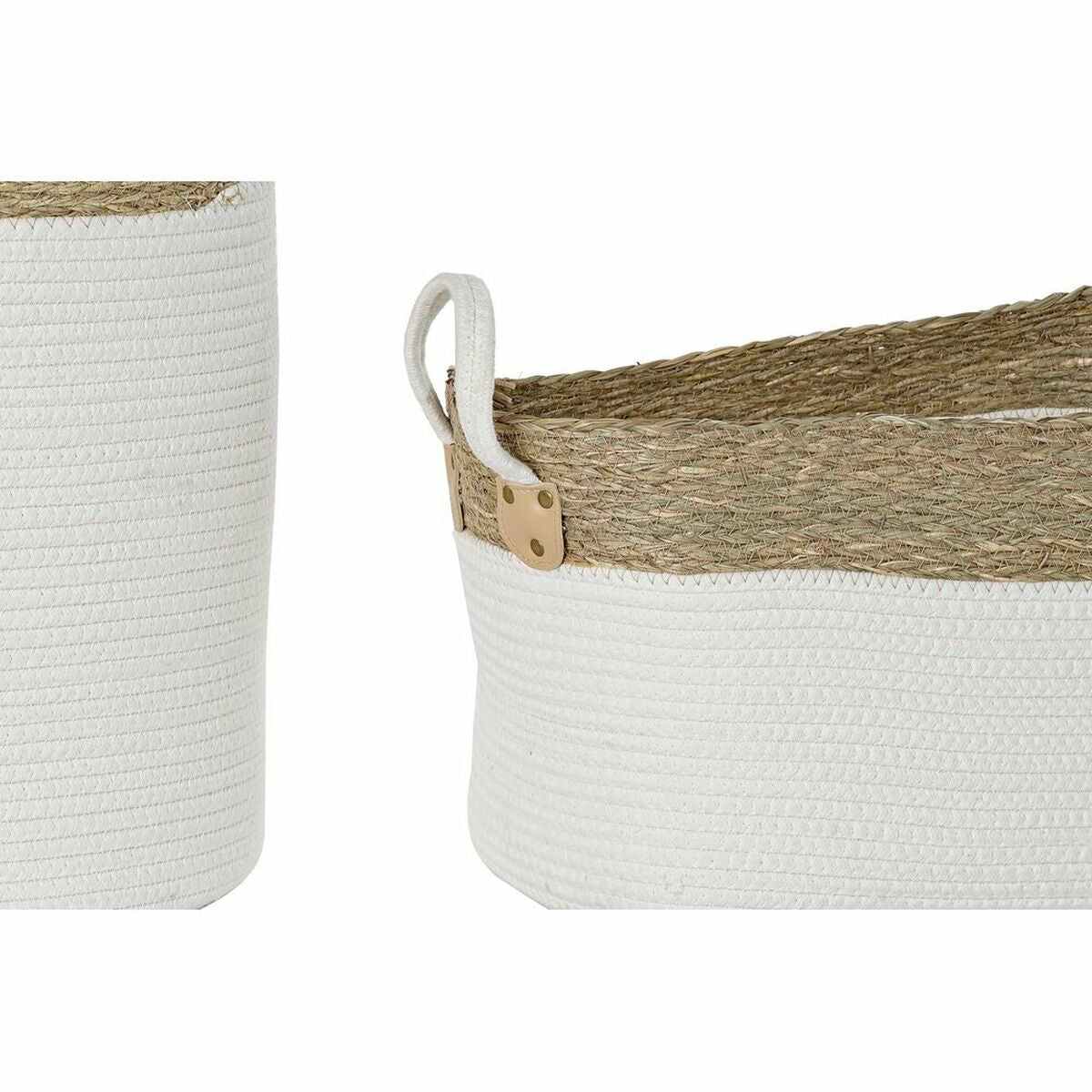 Σετ Καλαθιών DKD Home Decor Λευκό Καφέ Φυσική ίνα 41 x 41 x 52,5 cm