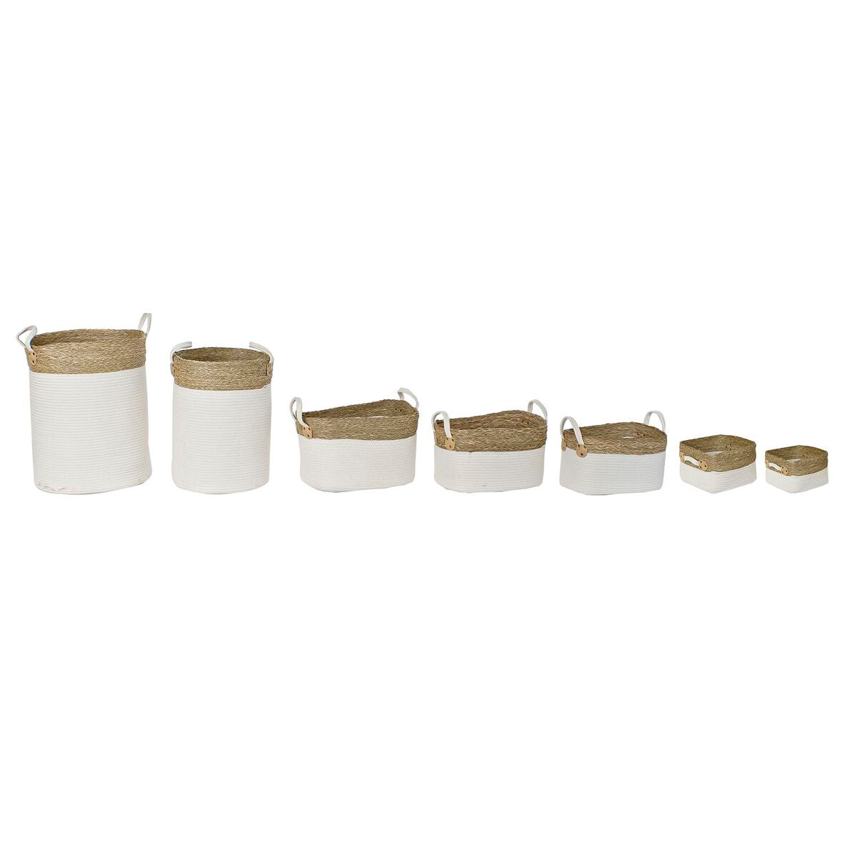 Σετ Καλαθιών DKD Home Decor Λευκό Καφέ Φυσική ίνα 41 x 41 x 52,5 cm