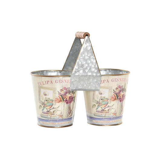 Γλάστρα DKD Home Decor Ροζ Μέταλλο Shabby Chic 24 x 12 x 23 cm
