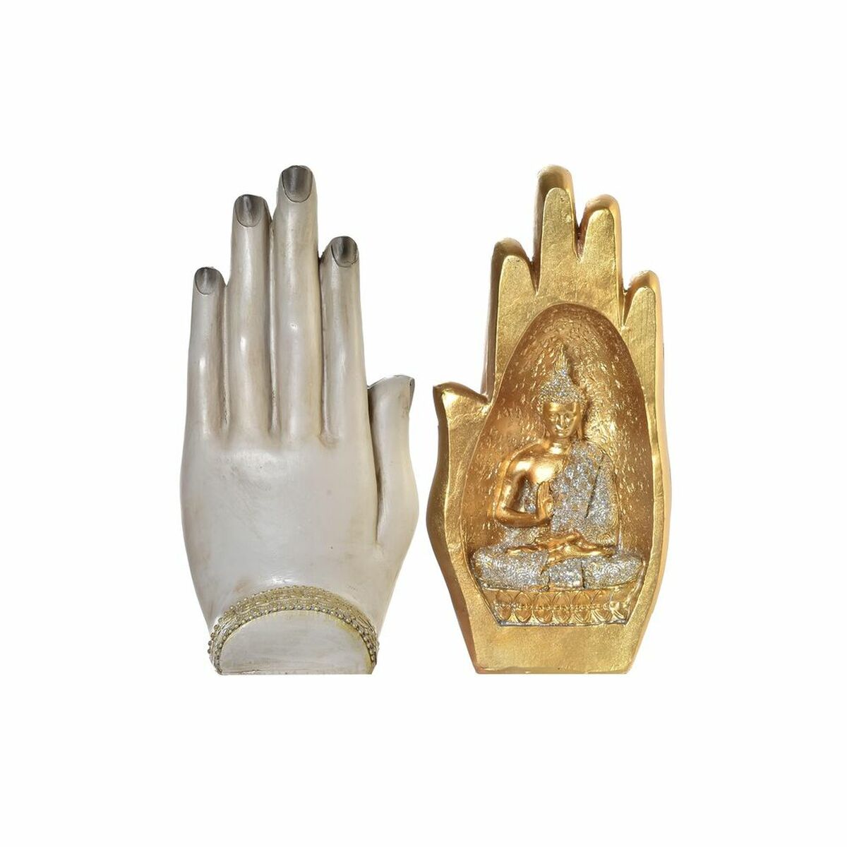 Διακοσμητική Φιγούρα DKD Home Decor Γκρι Χρυσό Βούδας Ρητίνη (10 x 7,2 x 20,9 cm) (x2)