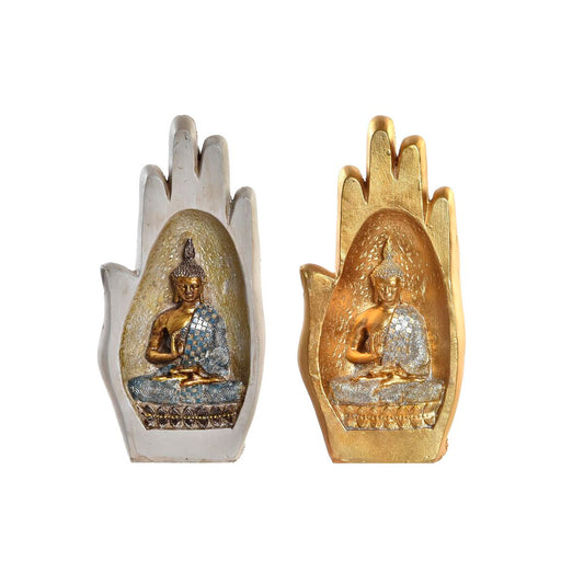 Διακοσμητική Φιγούρα DKD Home Decor Γκρι Χρυσό Βούδας Ρητίνη (10 x 7,2 x 20,9 cm) (x2)