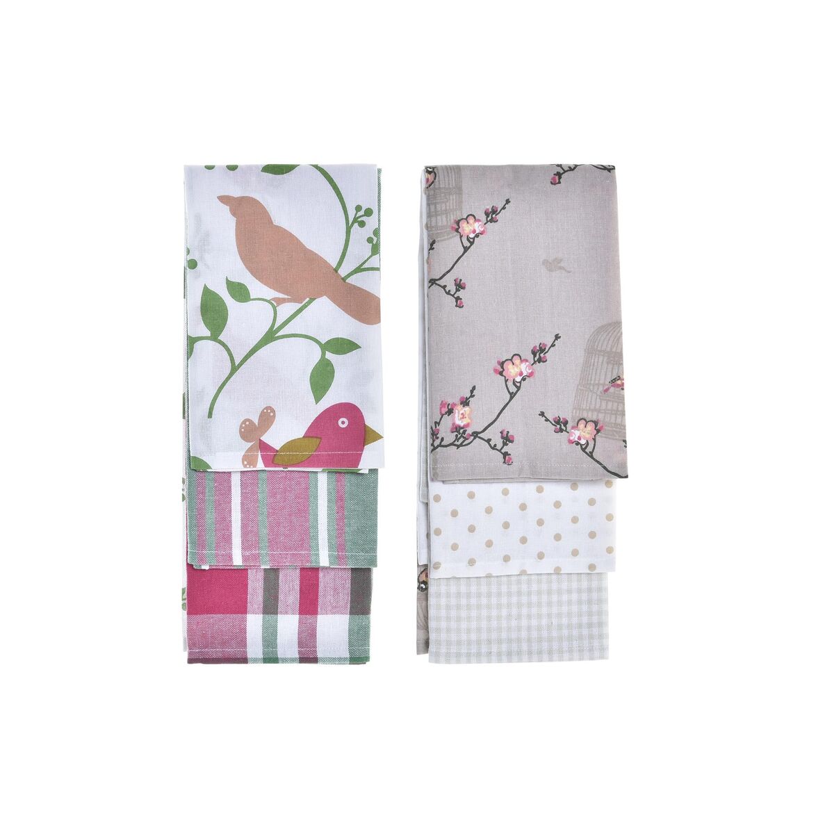 Σετ Πανιών DKD Home Decor Καφέ Κόκκινο Πράσινο Μπεζ 60 x 0,5 x 40 cm Blomster Πουλιά