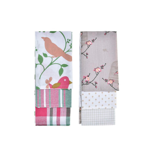 Σετ Πανιών DKD Home Decor Καφέ Κόκκινο Πράσινο Μπεζ 60 x 0,5 x 40 cm Blomster Πουλιά