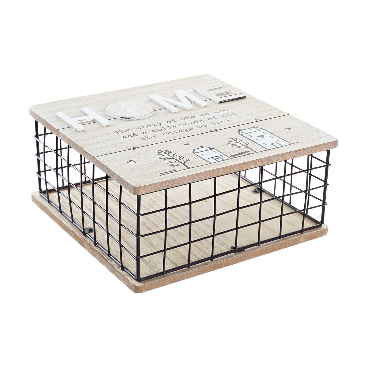 Διακοσμητικό κουτί DKD Home Decor Μαύρο Φυσικό Μέταλλο Ξύλο MDF