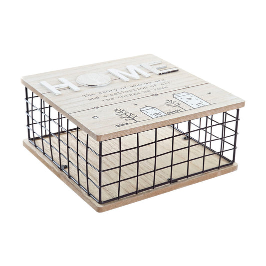 Διακοσμητικό κουτί DKD Home Decor Μαύρο Φυσικό Μέταλλο Ξύλο MDF