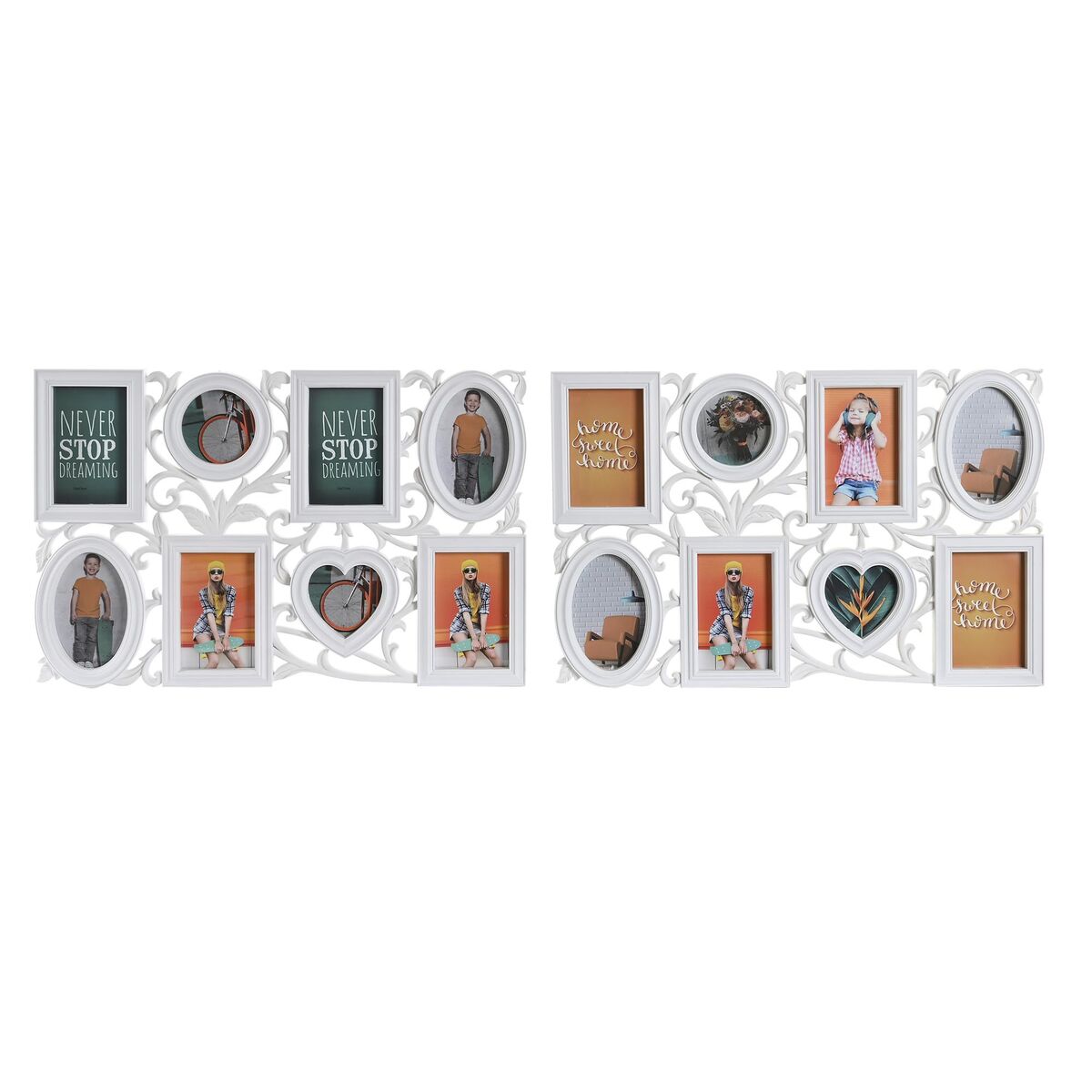 Κορνίζα DKD Home Decor 8 φωτογραφίες Κρυστάλλινο Λευκό PP (58 x 2 x 37,5 cm) (x2)