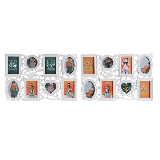 Κορνίζα DKD Home Decor 8 φωτογραφίες Κρυστάλλινο Λευκό PP (58 x 2 x 37,5 cm) (x2)