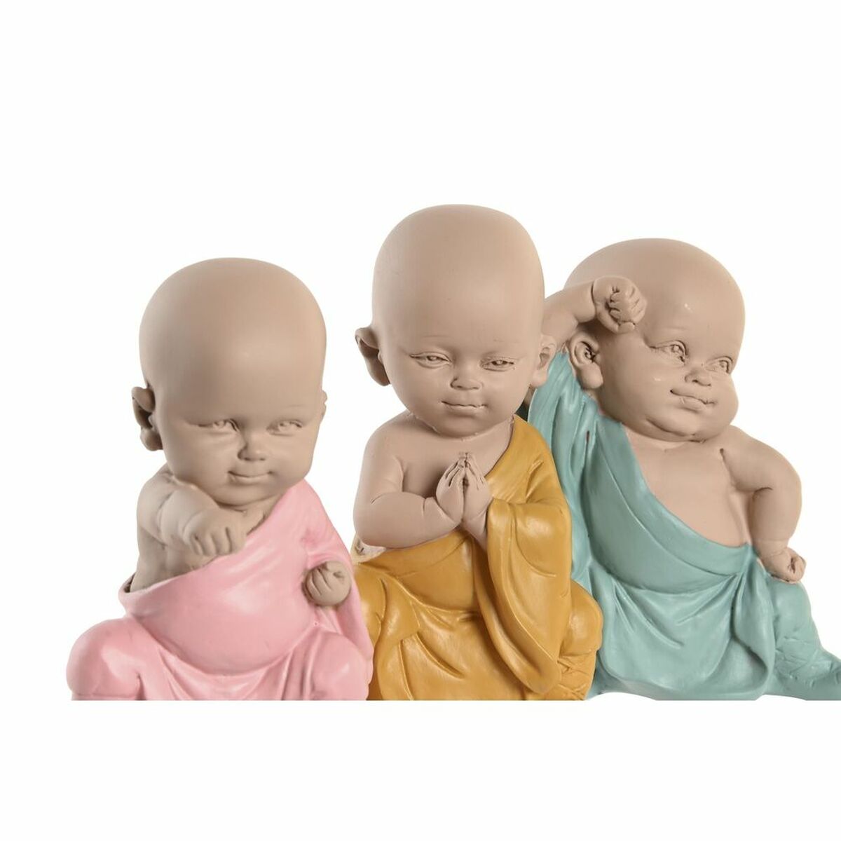 Διακοσμητική Φιγούρα DKD Home Decor Μπλε Ροζ Κίτρινο Ρητίνη Μοναχός (8 x 5,5 x 12,7 cm) (3 Μονάδες)