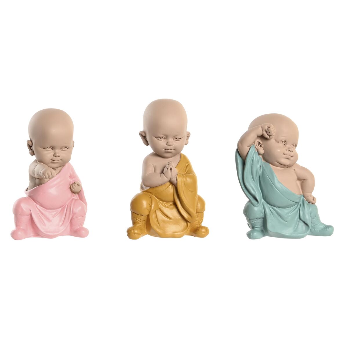 Διακοσμητική Φιγούρα DKD Home Decor Μπλε Ροζ Κίτρινο Ρητίνη Μοναχός (8 x 5,5 x 12,7 cm) (3 Μονάδες)