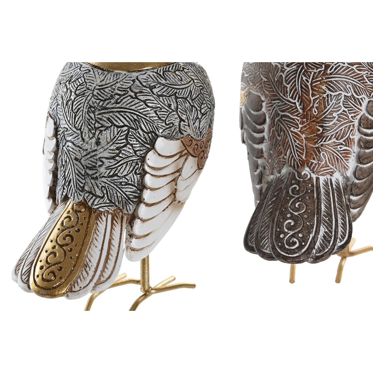 Διακοσμητική Φιγούρα DKD Home Decor Μπεζ Λευκό Ρητίνη Fugl Σύγχρονη (12,5 x 7 x 16 cm) (x2)