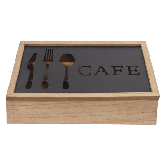 Οργανωτής Μαχαιροπήρουνων DKD Home Decor Καφέ Μαύρο Μέταλλο Ξύλο MDF Vintage 25 x 18 x 6 cm