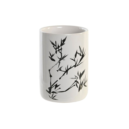 Βαση για οδοντοβουρτσεσ DKD Home Decor Λευκό Μαύρο ξύλο καουτσούκ Πήλινα 7,6 x 7,6 x 11 cm (12 Μονάδες)