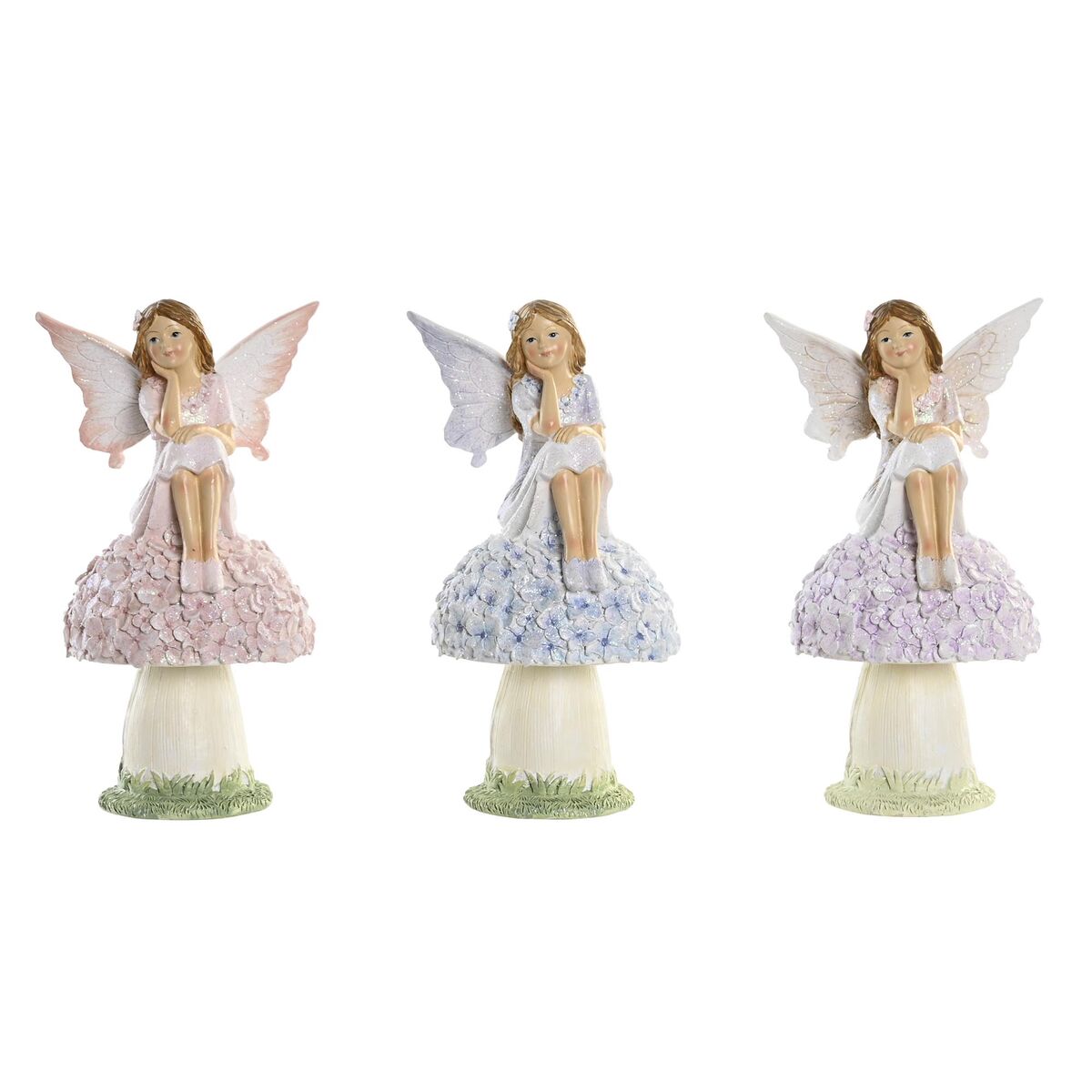 Διακοσμητική Φιγούρα DKD Home Decor Μπλε Ροζ Λιλά Νεράιδα 9,5 x 8 x 17 cm (3 Τεμάχια)