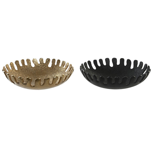 Κεντρικό Τραπεζιού DKD Home Decor Μαύρο Χρυσό Αλουμίνιο 32 x 32 x 9 cm (x2)