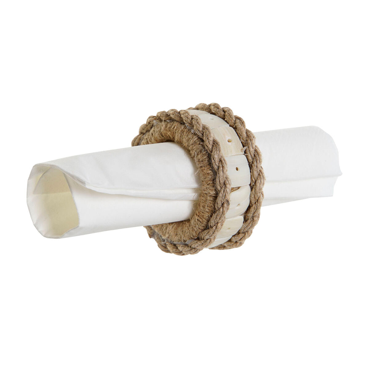 Ροδέλα σερβιέτας DKD Home Decor Φυσικό Γιούτα Ρητίνη Αλουμίνιο 6 x 3 x 6 cm 4 Τεμάχια