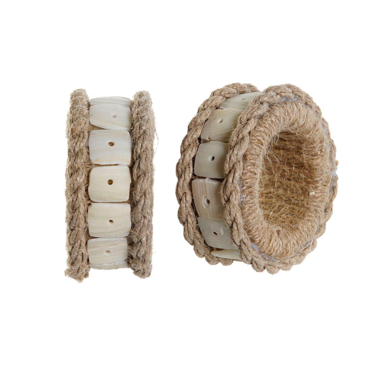 Ροδέλα σερβιέτας DKD Home Decor Φυσικό Γιούτα Ρητίνη Αλουμίνιο 6 x 3 x 6 cm 4 Τεμάχια