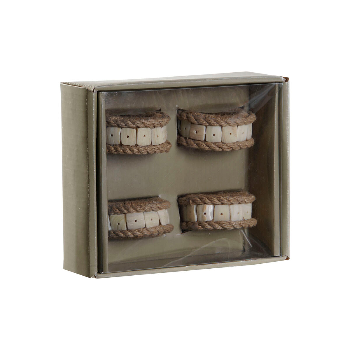 Ροδέλα σερβιέτας DKD Home Decor Φυσικό Γιούτα Ρητίνη Αλουμίνιο 6 x 3 x 6 cm 4 Τεμάχια