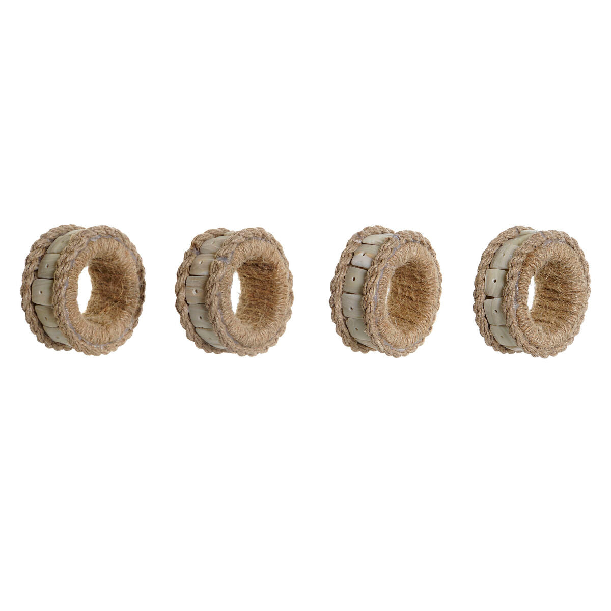 Ροδέλα σερβιέτας DKD Home Decor Φυσικό Γιούτα Ρητίνη Αλουμίνιο 6 x 3 x 6 cm 4 Τεμάχια
