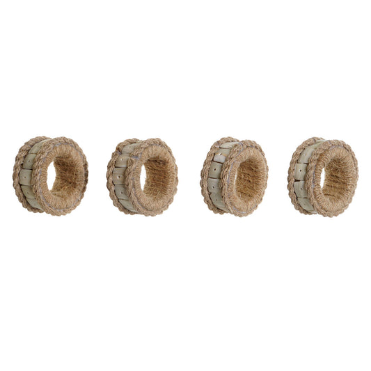 Ροδέλα σερβιέτας DKD Home Decor Φυσικό Γιούτα Ρητίνη Αλουμίνιο 6 x 3 x 6 cm 4 Τεμάχια