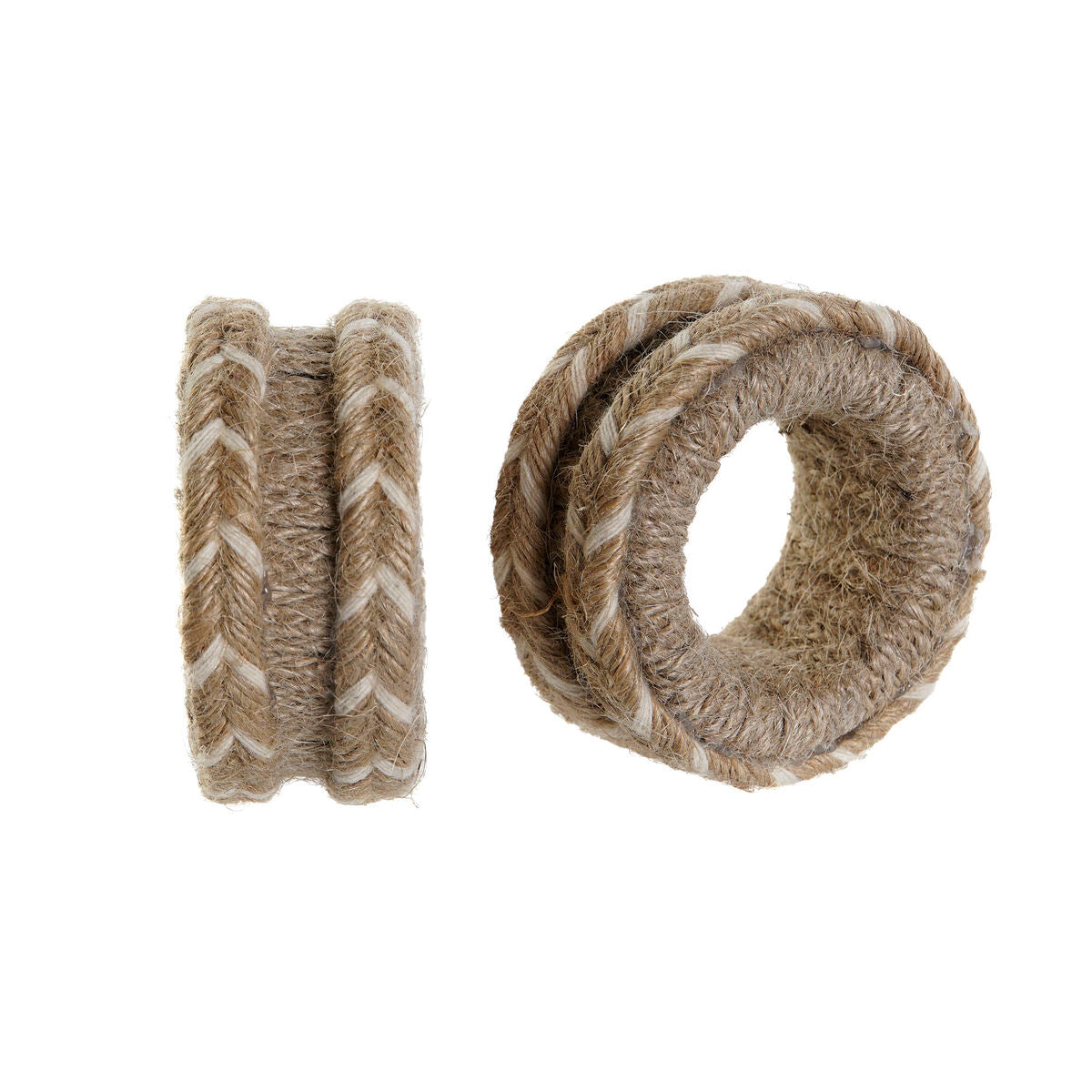 Ροδέλα σερβιέτας DKD Home Decor Φυσικό Γιούτα Ξύλο από Μάνγκο 6 x 3 x 6 cm 4 Τεμάχια