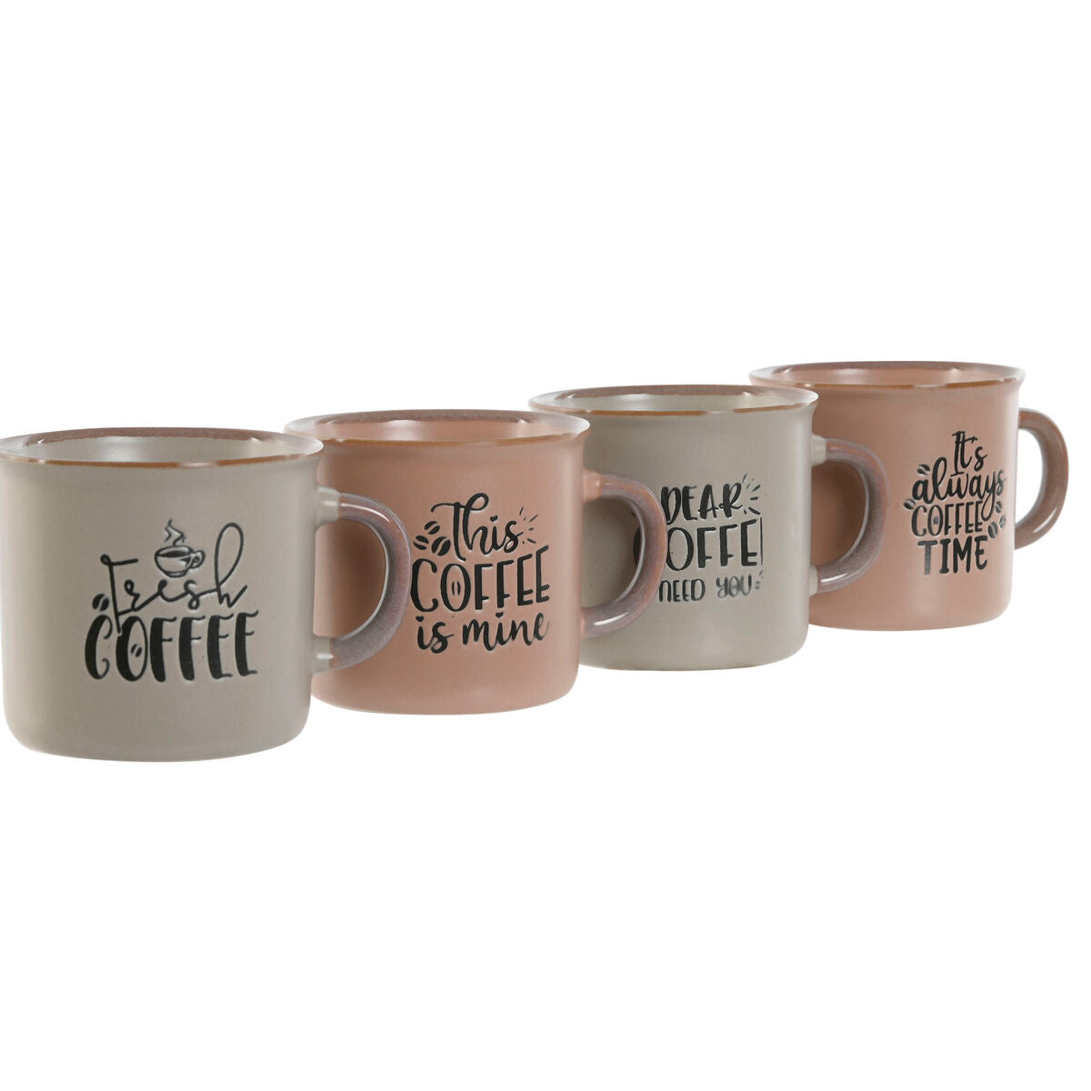 Σετ Κούπες Καφέ Home ESPRIT Μπλε Ροζ Πήλινα 180 ml