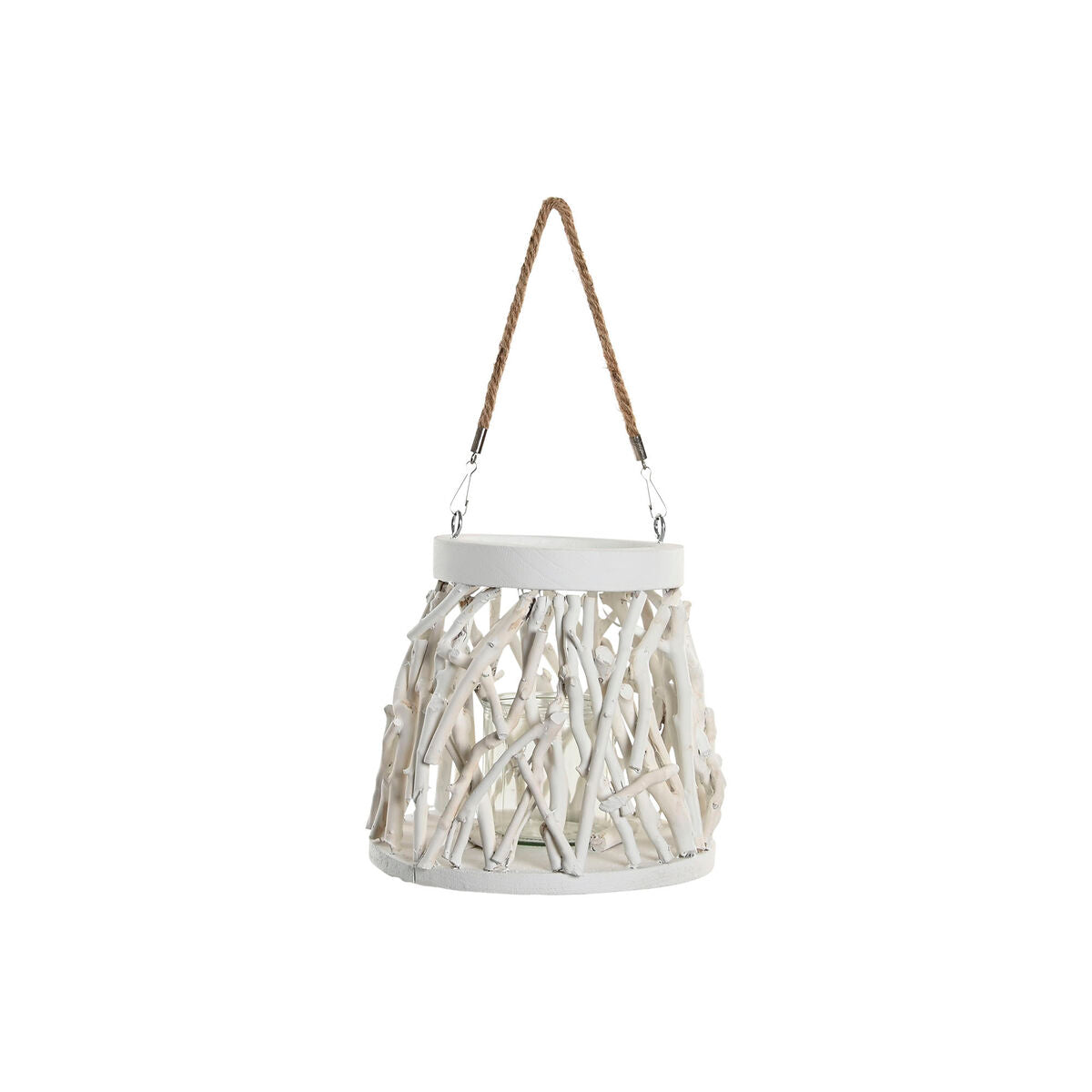 Κηροπήγιο Home ESPRIT Λευκό Ξύλο Κρυστάλλινο 35 x 35 x 32 cm (x2)