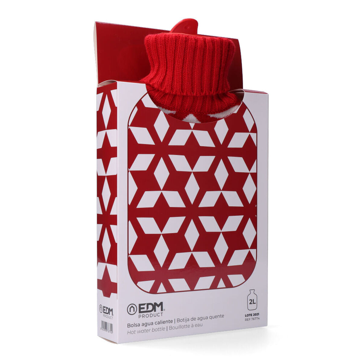 Τσάντα Ζεστού Νερού EDM 76774 Rojo/Blanco Μαλλί 2 L