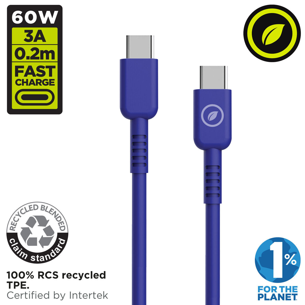 Καλώδιο USB-C σε USB-C Muvit for Change Μπλε 0,2 m