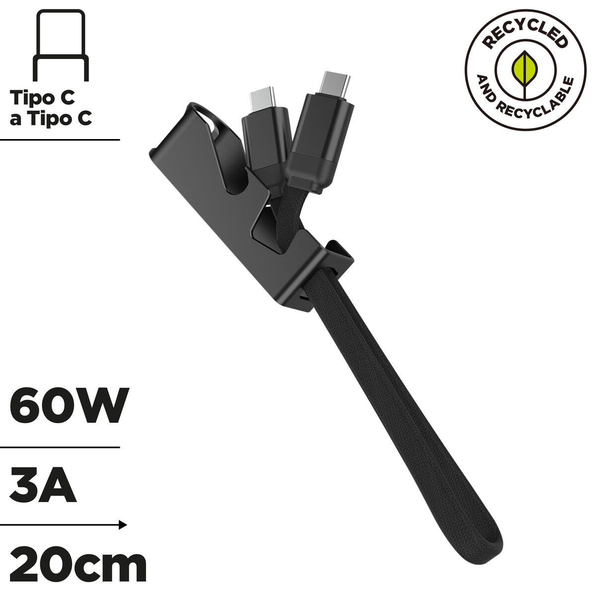Καλώδιο USB Muvit MC167-RA-A Μαύρο