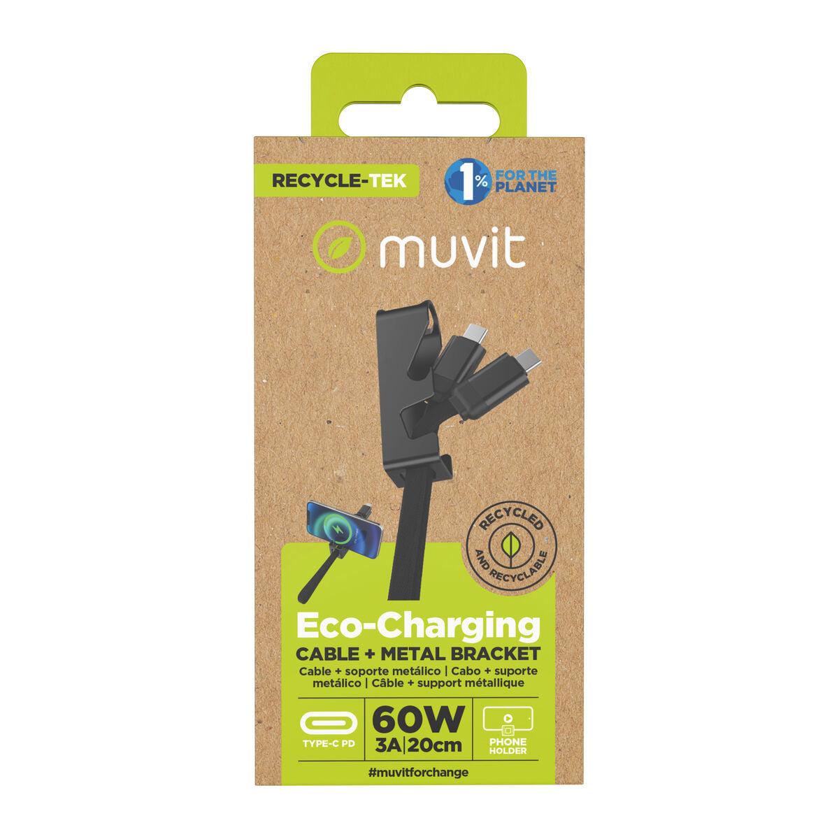 Καλώδιο USB Muvit MC167-RA-A Μαύρο