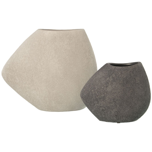 Σετ 2 Βάζων Alexandra House Living Λευκό Γκρι Κεραμικά 22 x 20 x 13 cm