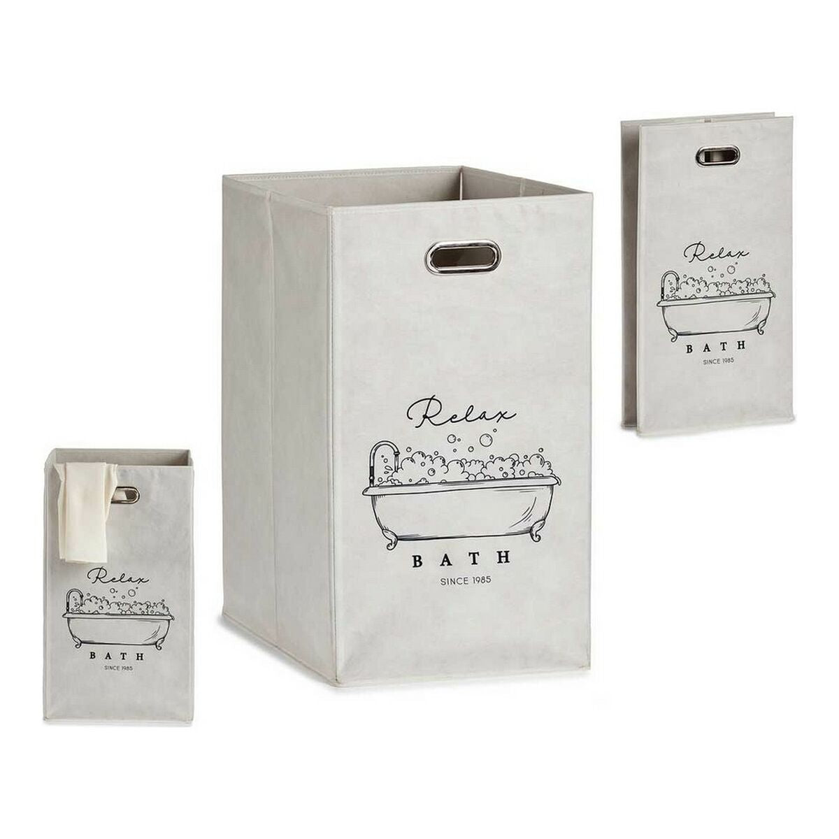 Καλάθι Πολλαπλών Χρήσεων Berilo Relax Bath Λευκό Χαρτόνι 60 L 35 x 57 x 35 cm Εύκαμπτο