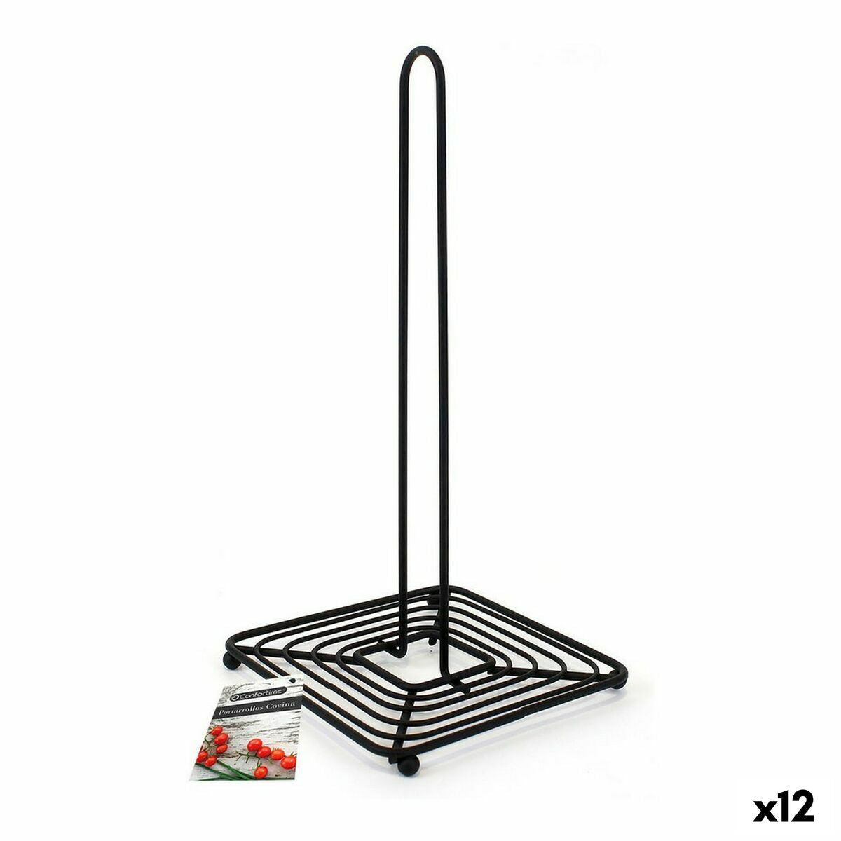 Βάση Χαρτιού Κουζίνας Confortime 66401 Μαύρο 15 x 15 x 30,5 cm (12 Μονάδες)