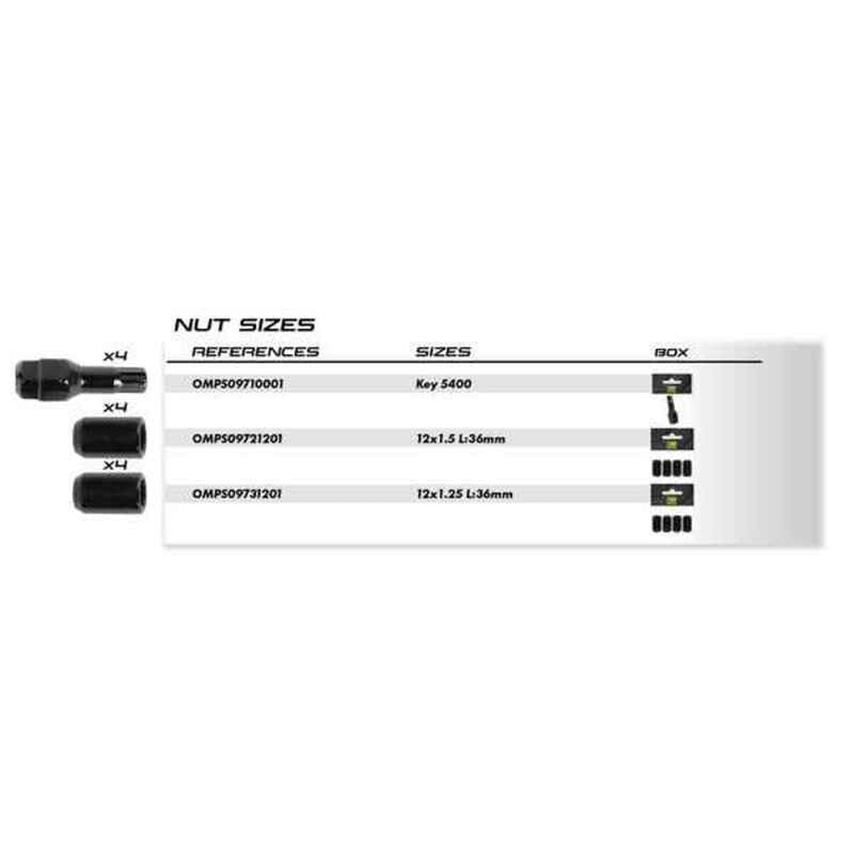 Παξιμάδι OMP OMPS09721201 M12 x 1,50 4 uds Μαύρο