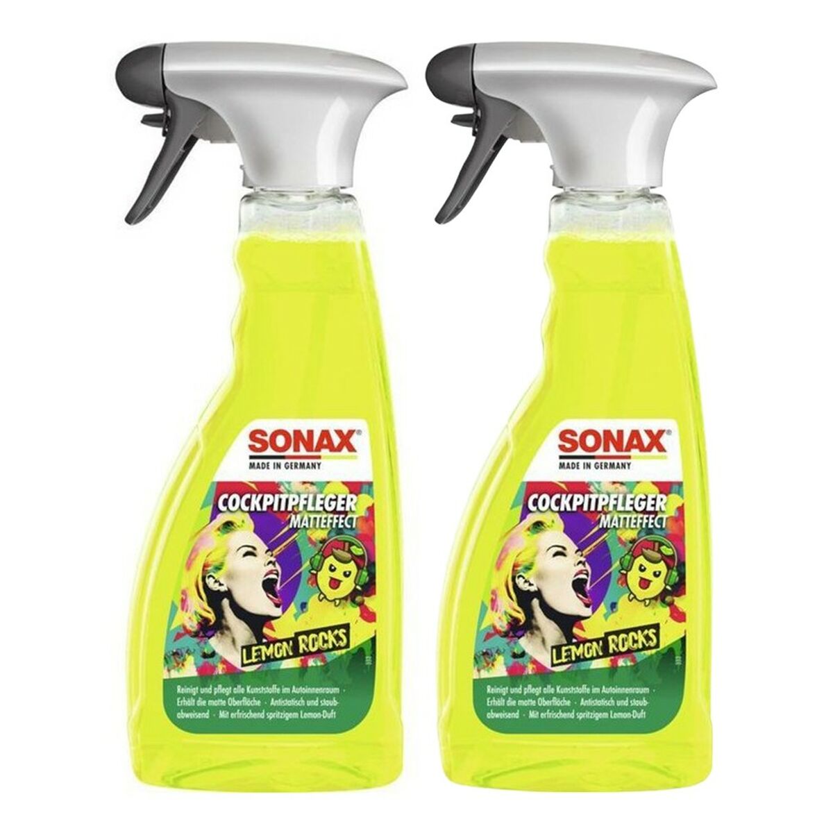 Καθαριστικό γαι το Ταμπλό Αυτοκινήτου Sonax LEMON ROCKS Λεμονί Δροσερό 500 ml Ματ φινίρισμα (x2)