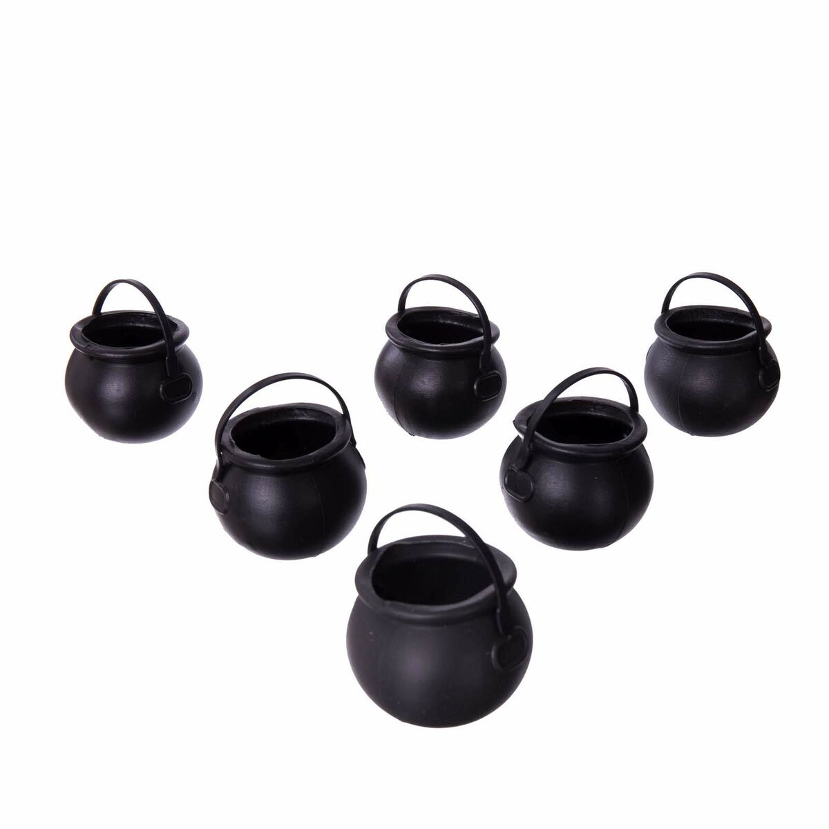 Αποκριάτικη Διακόσμηση My Other Me Mini Cauldrons Μαύρα Με λαβές (6 uds) (5 x 7 x 7 cm)