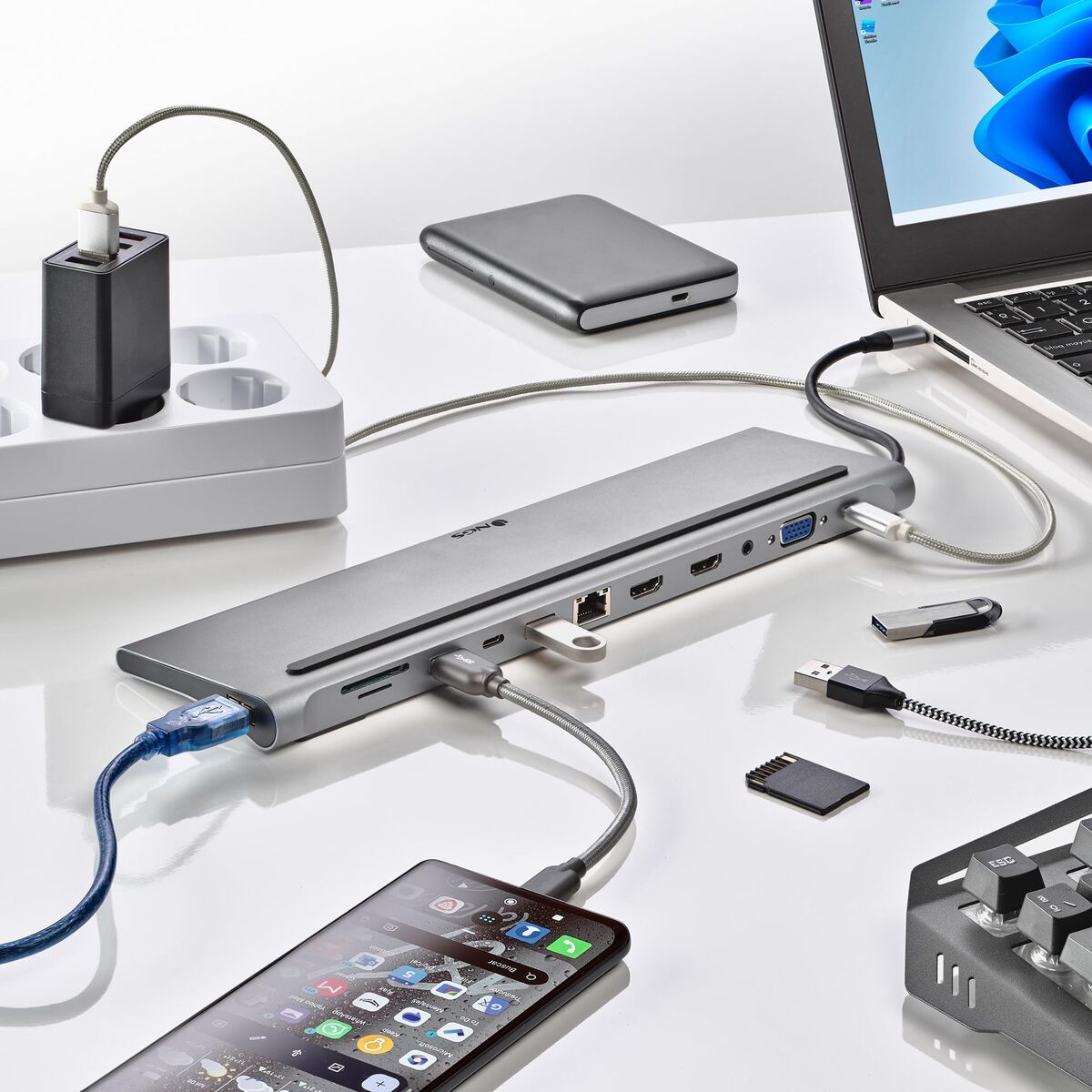 USB Hub NGS WONDERDOCK12 Γκρι Ασημί