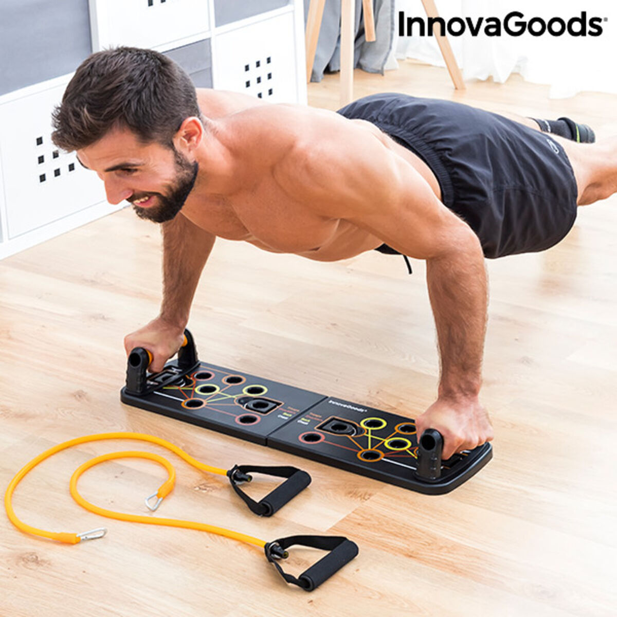 Πλακέτα Push-Up με Ζώνες Αντίστασης και Οδηγός Άσκησης Pulsher InnovaGoods Καουτσούκ (Ανακαινισμenα A)