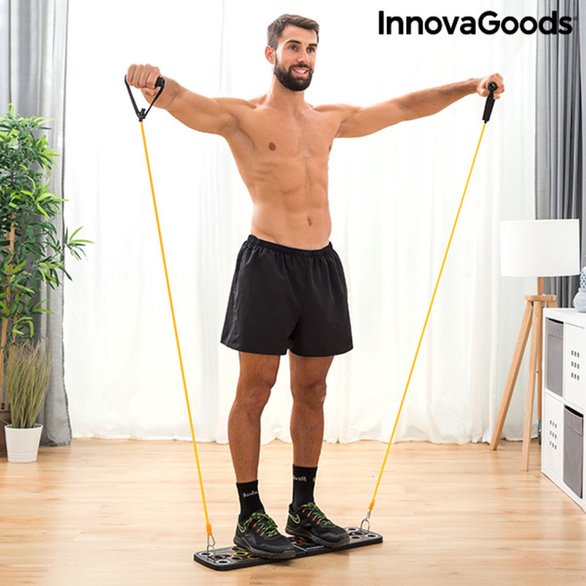 Πλακέτα Push-Up με Ζώνες Αντίστασης και Οδηγός Άσκησης Pulsher InnovaGoods Καουτσούκ (Ανακαινισμenα A)