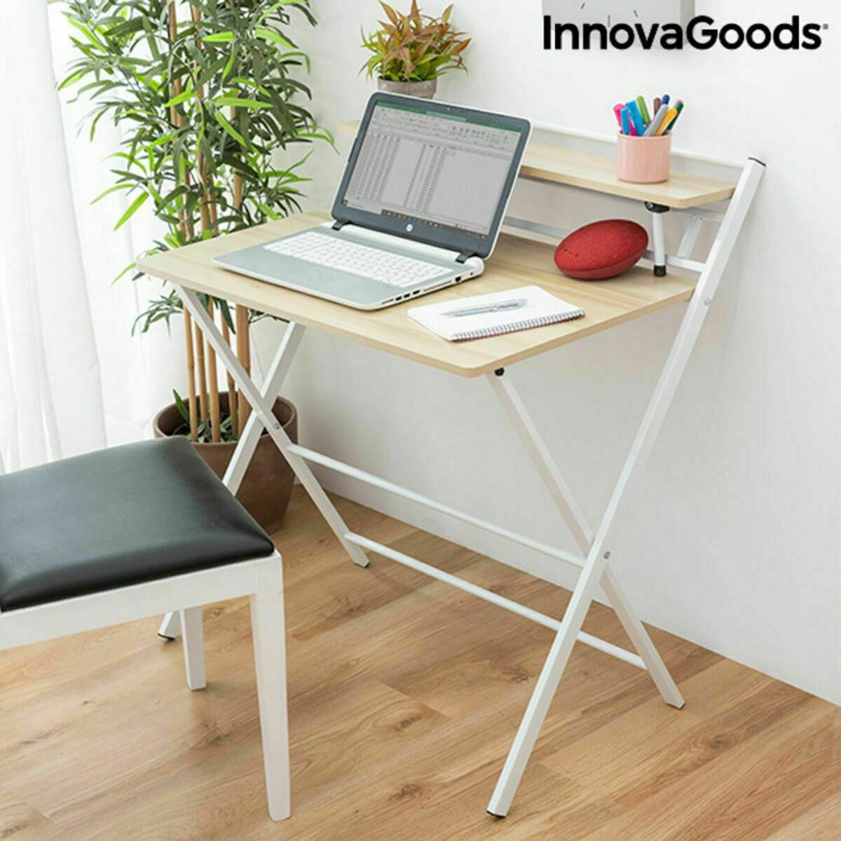 Πτυσσόμενο Γραφείο με Ράφι InnovaGoods Tablezy Πολύχρωμο Ξύλο (Ανακαινισμenα A)